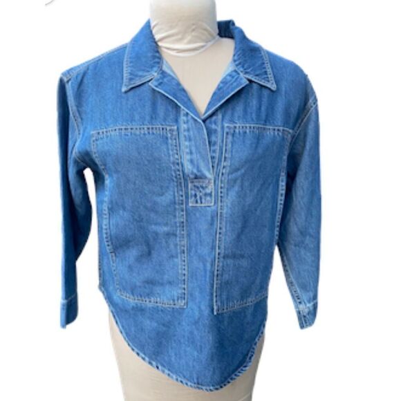 NEW Madewell Do Well Denim Popover Top XXS NWT - Picture 2 of 12